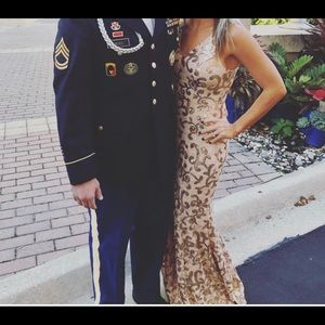 Gold and sequence evening dress